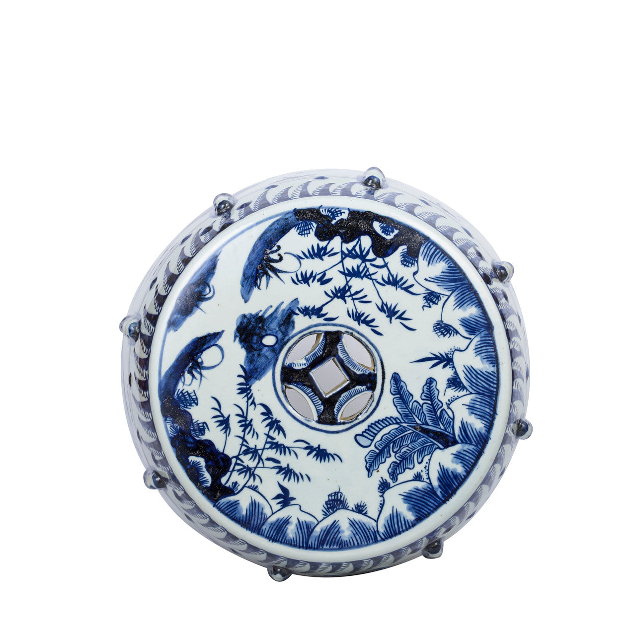 Beautiful Vintage Style Blue and White Porcelain Garden Stool Kylin Motif