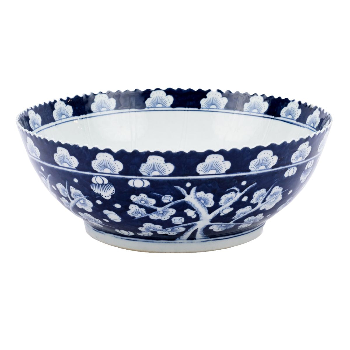 Blue and White Plum Blossom Porcelain Bowl 16" Diameter
