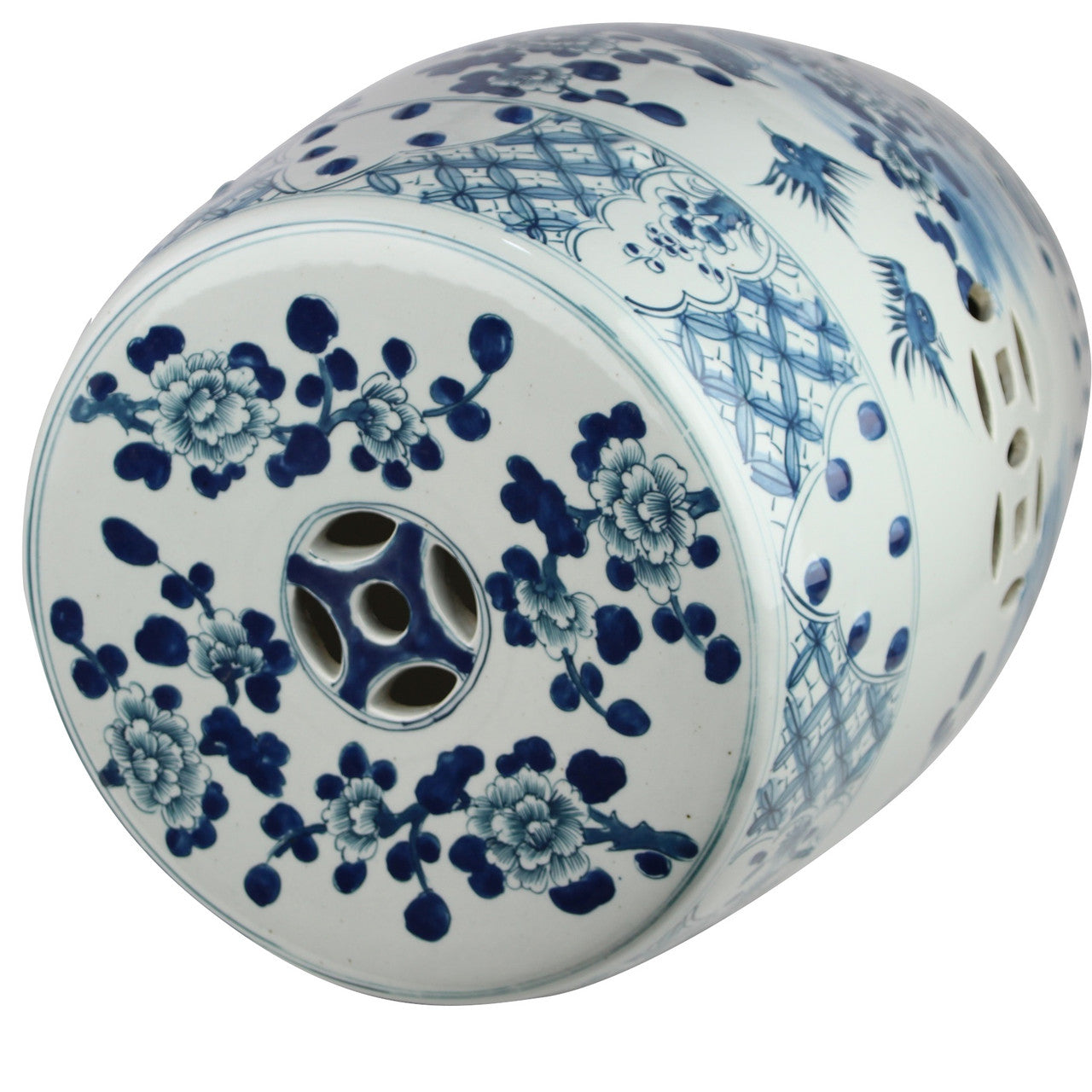 Blue and White Porcelain Garden Stool Bird Motif