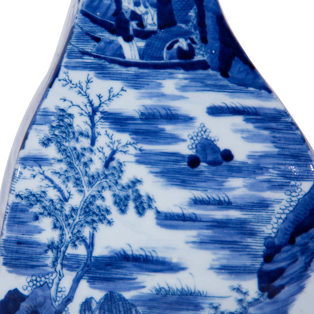 Blue & White River Village Tapered Square Vase