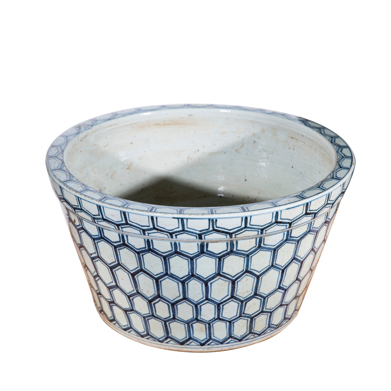 Blue And White Porcelain Honeycomb Basin Planter