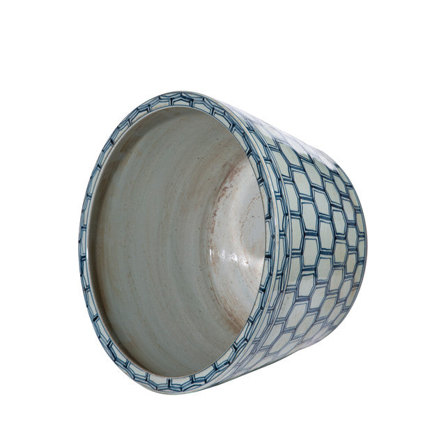 Blue And White Porcelain Honeycomb Basin Planter