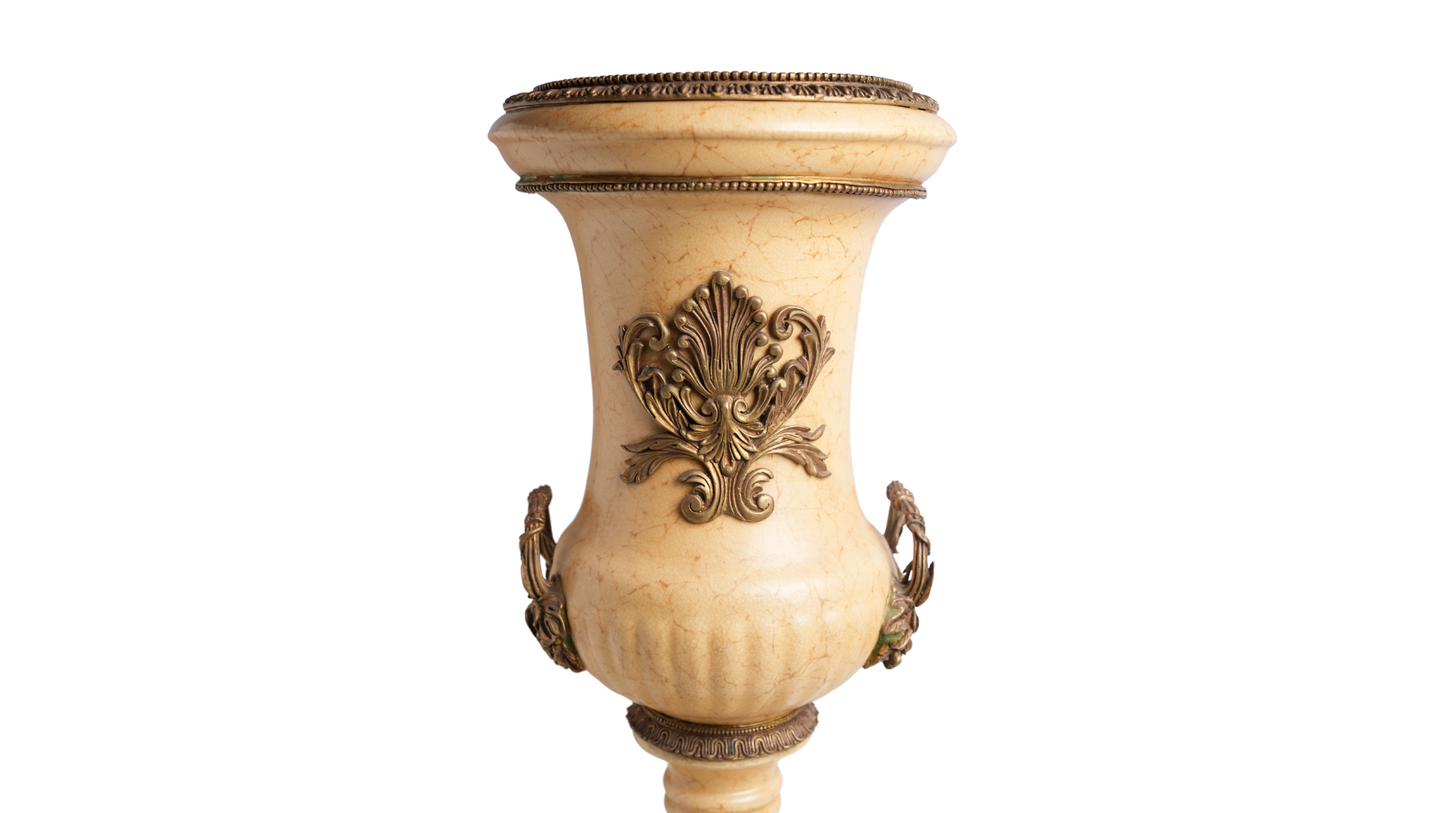 Opulent Large Butterscotch Porcelain Trophy Vase Ormolu Accents 26"