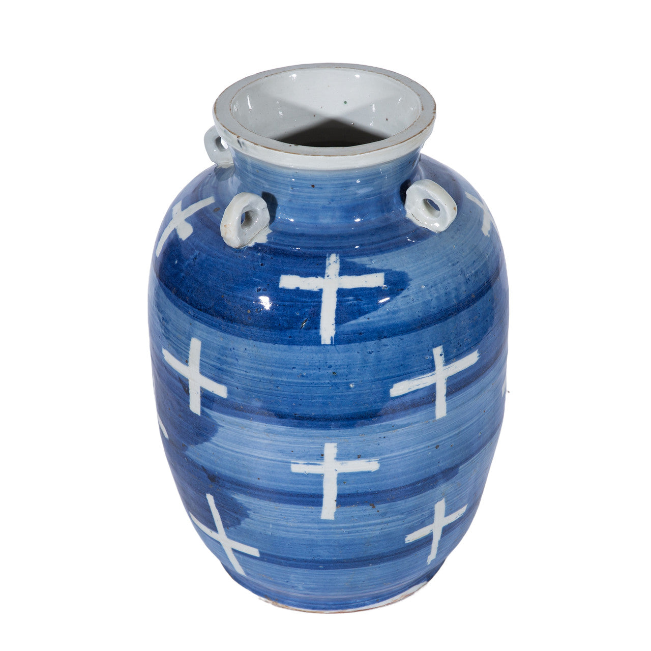 Blue and White Porcelain Cross Four Ring Jar