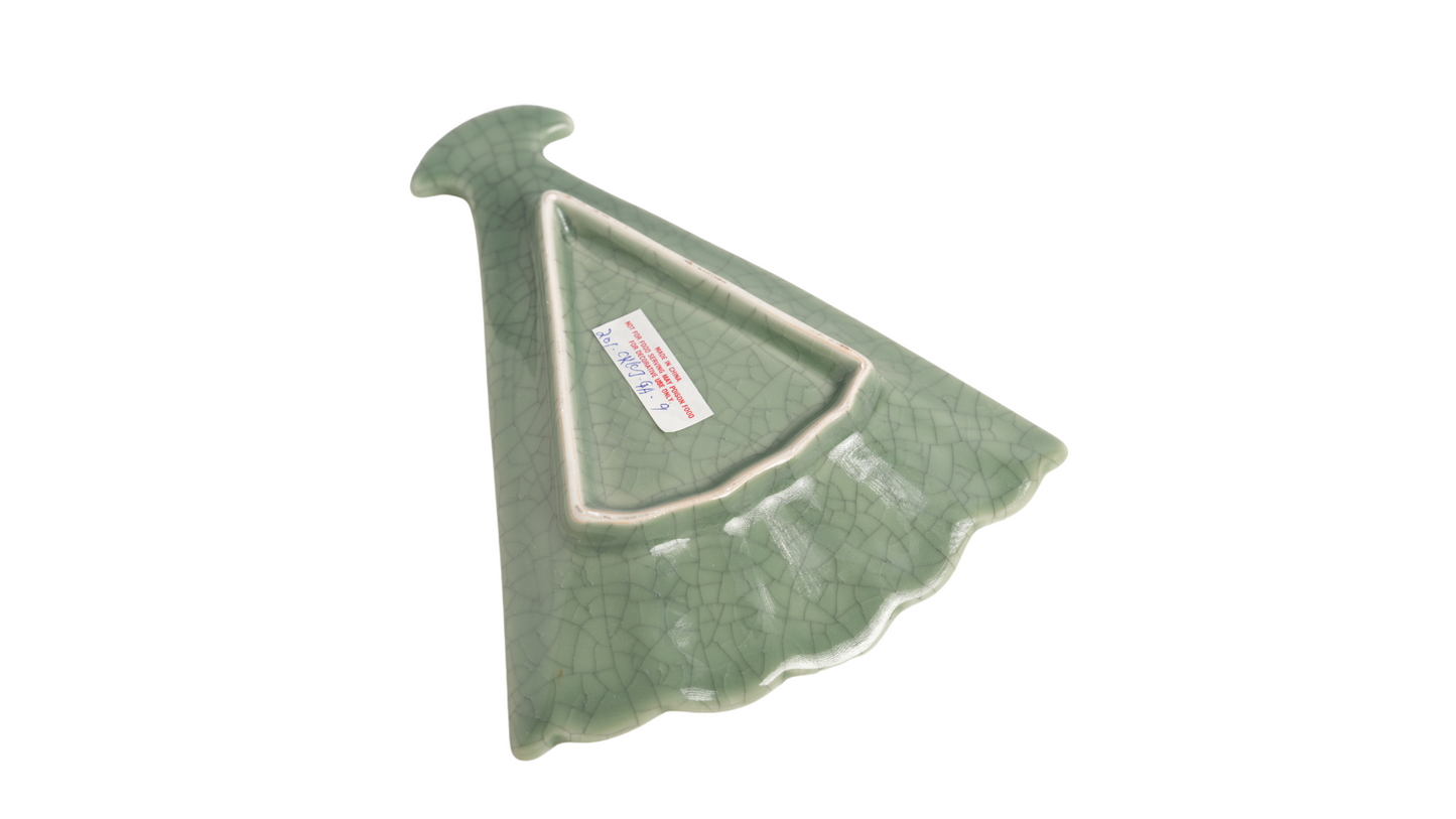 Celadon Crackle Porcelain Fan Tray
