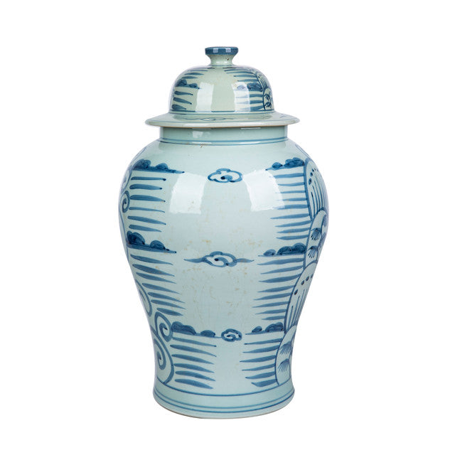 Breeze Temple Jar Blue Motif 18"