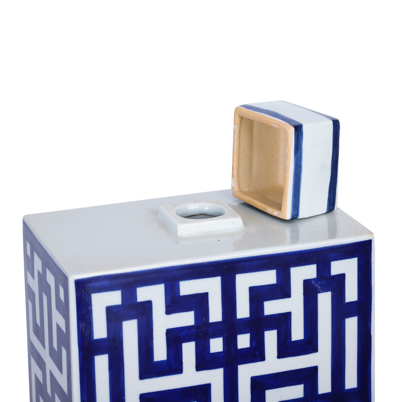 Blue And White Lattice Window Tea Jar