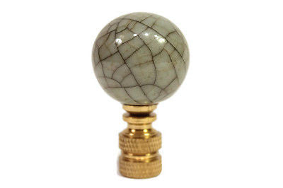 Pair of Beautiful Porcelain Celadon Crackle Lamp Finial 2'