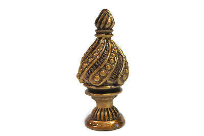 Pair of Unique Brass Spiral Cone Lamp Finial