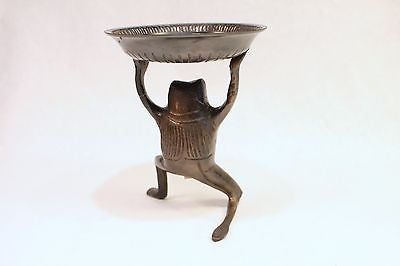 Cute Aluminum Base Silver Plated Browned Card Holder Frog Figurine From India 6"