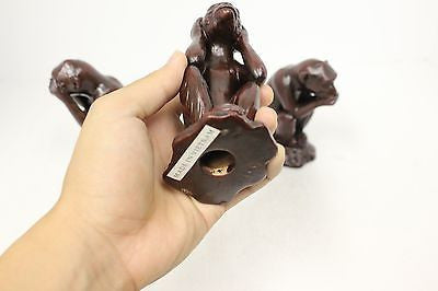 Hardened Clay 3 Monkey Figurine See no Evil Hear no Evil Speak no Evil Vietnam