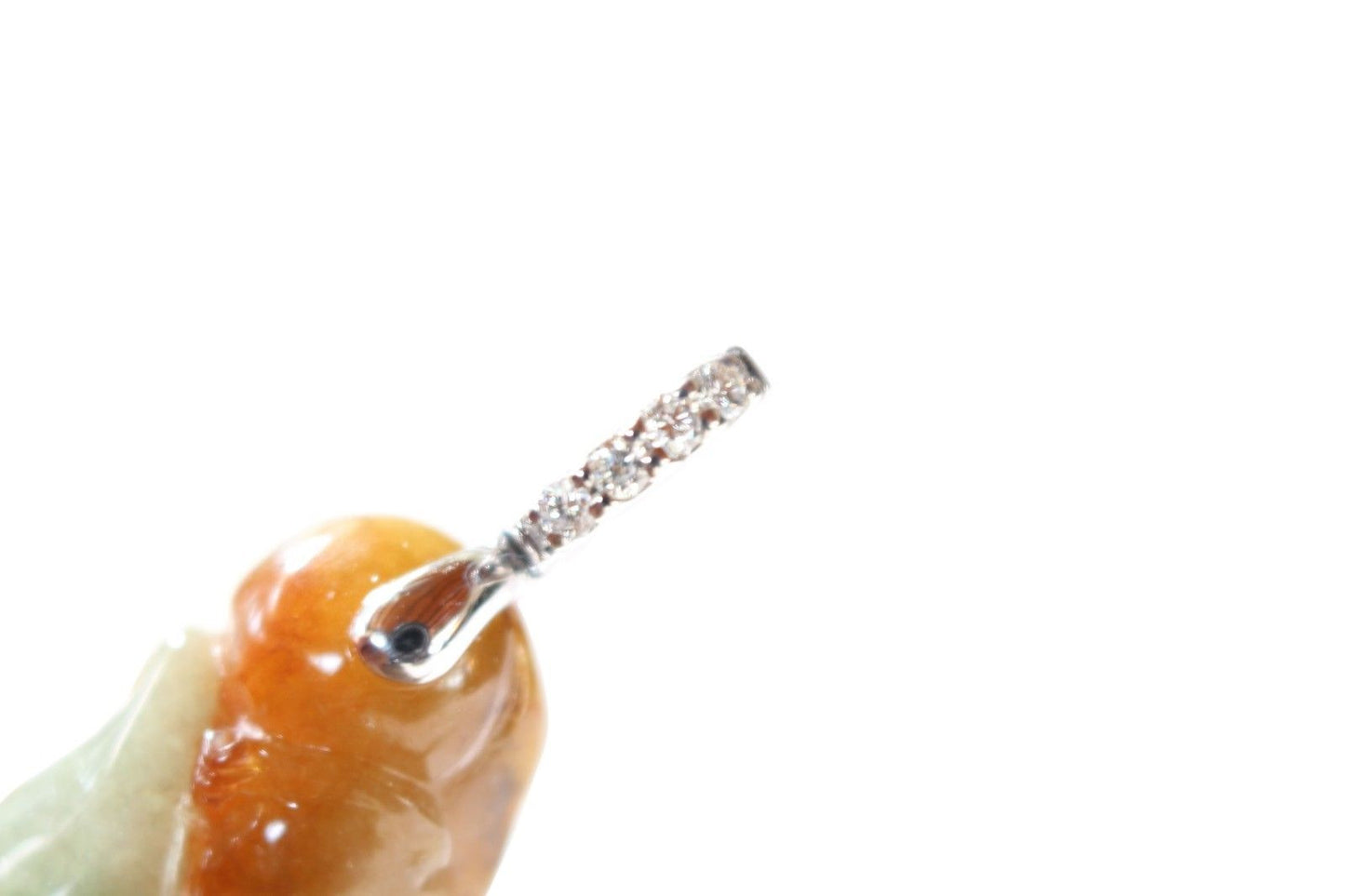 Beautiful Tri Color Authentic Grade A Jadeite Squirrel Pendant 18K Gold .05ct di