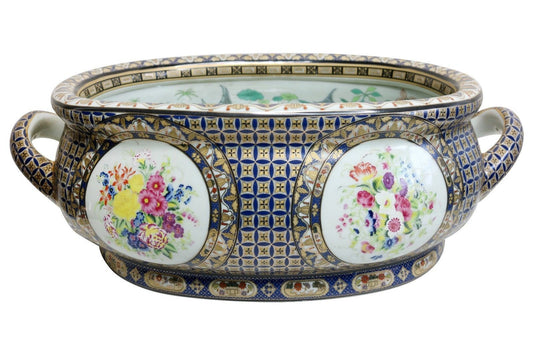 Beautiful Chinoiserie Floral Pattern Porcelain Foot Bath