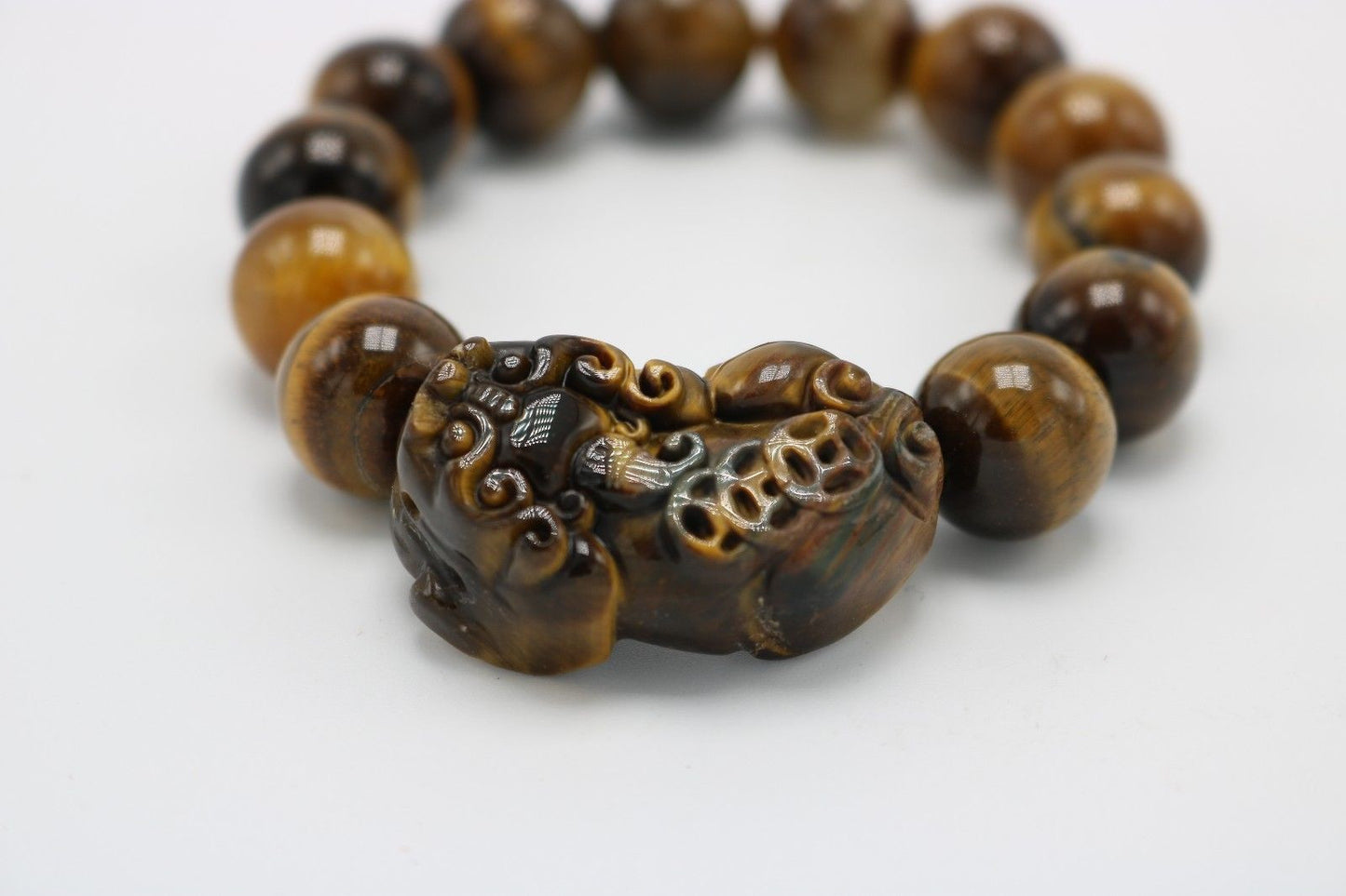 Beautiful Stone Lucky Money Foo Dog Brown Color Bracelet
