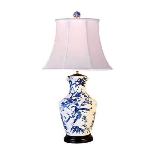 Chinese Blue and White Porcelain Vase Bird Motif Table Lamp 32"