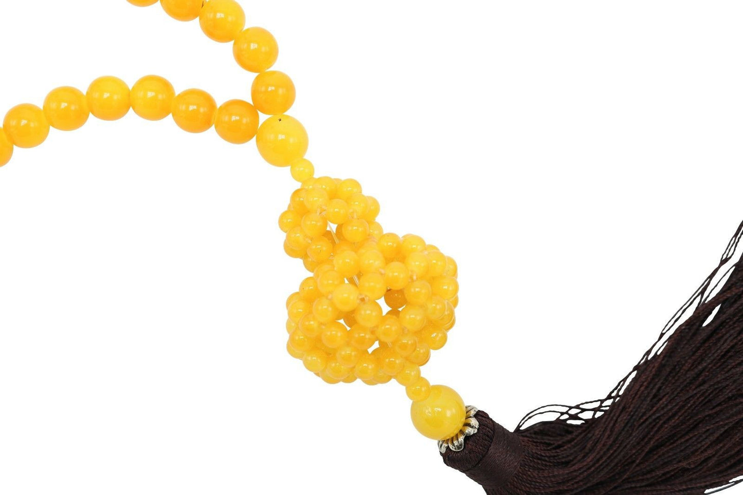 Cute Yellow Stone Beaded Gourd Tassel 15" Length