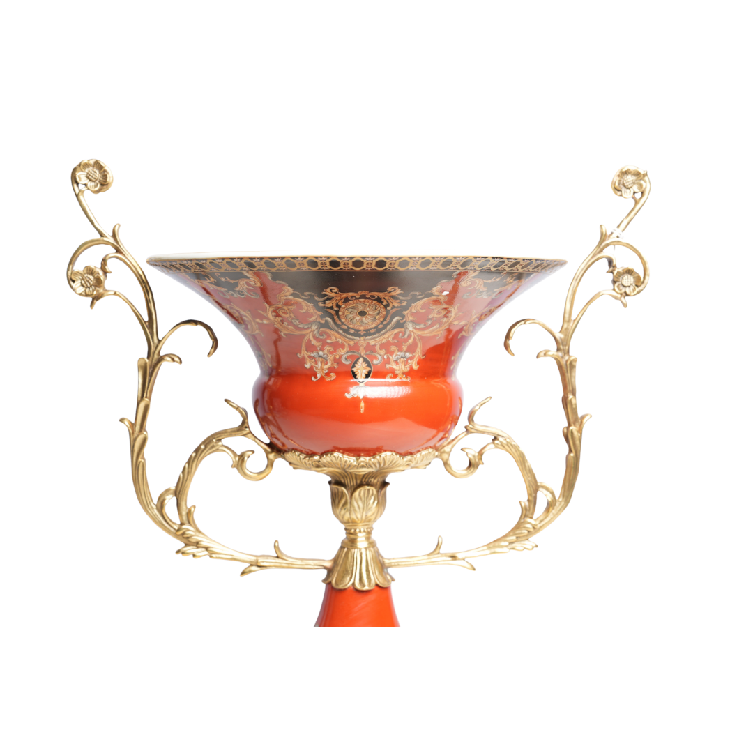 Elegant Porcelain Red and Black European Style Trophy Vase 16"
