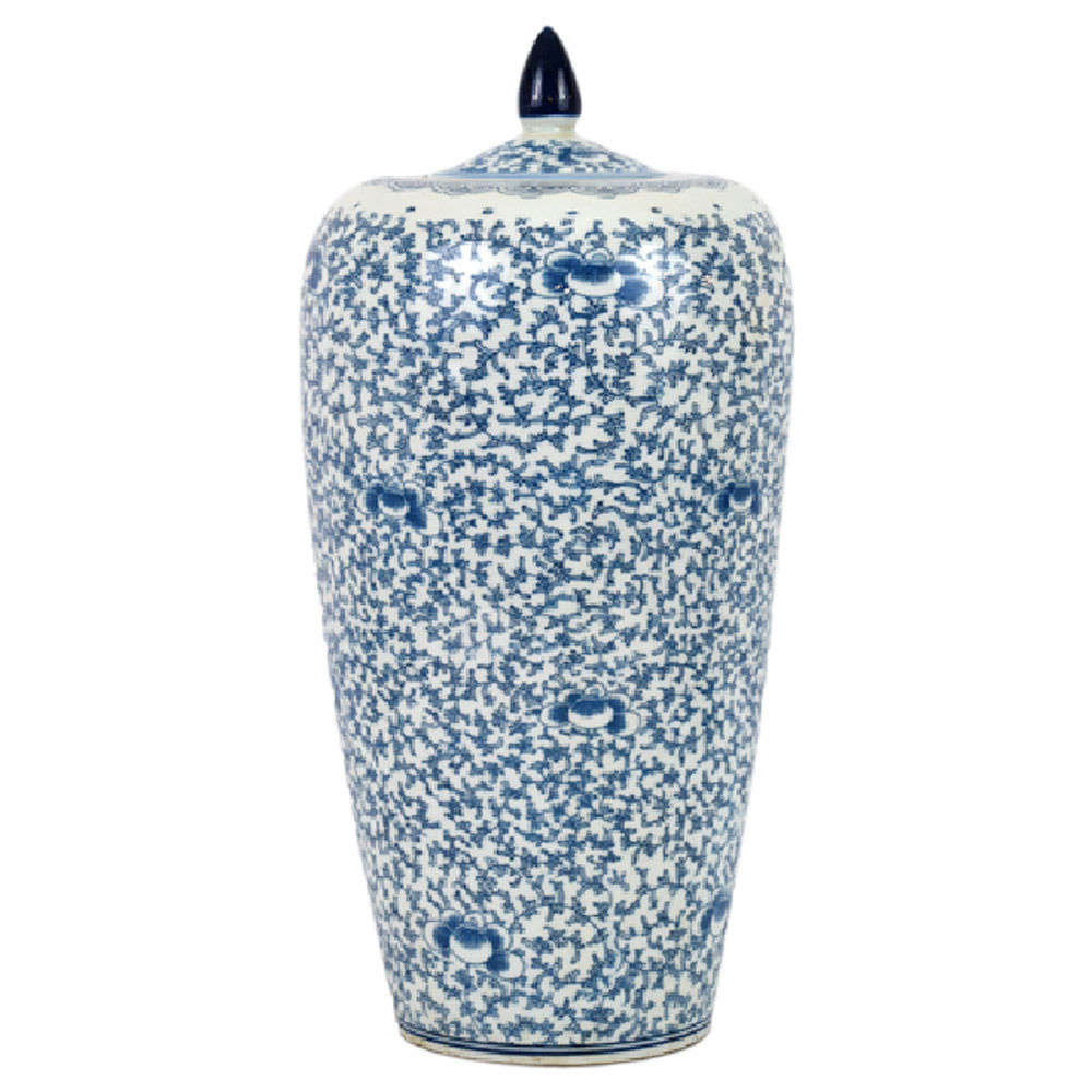 Beautiful Blue and White Lotus Porcelain Melon Jar 19"