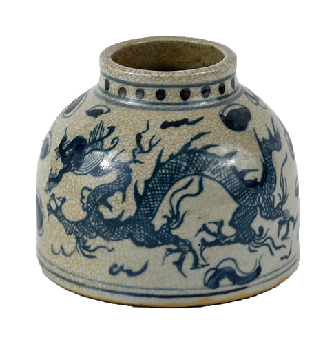 Vintage Style Blue and White Porcelain Open Top Mini Jar