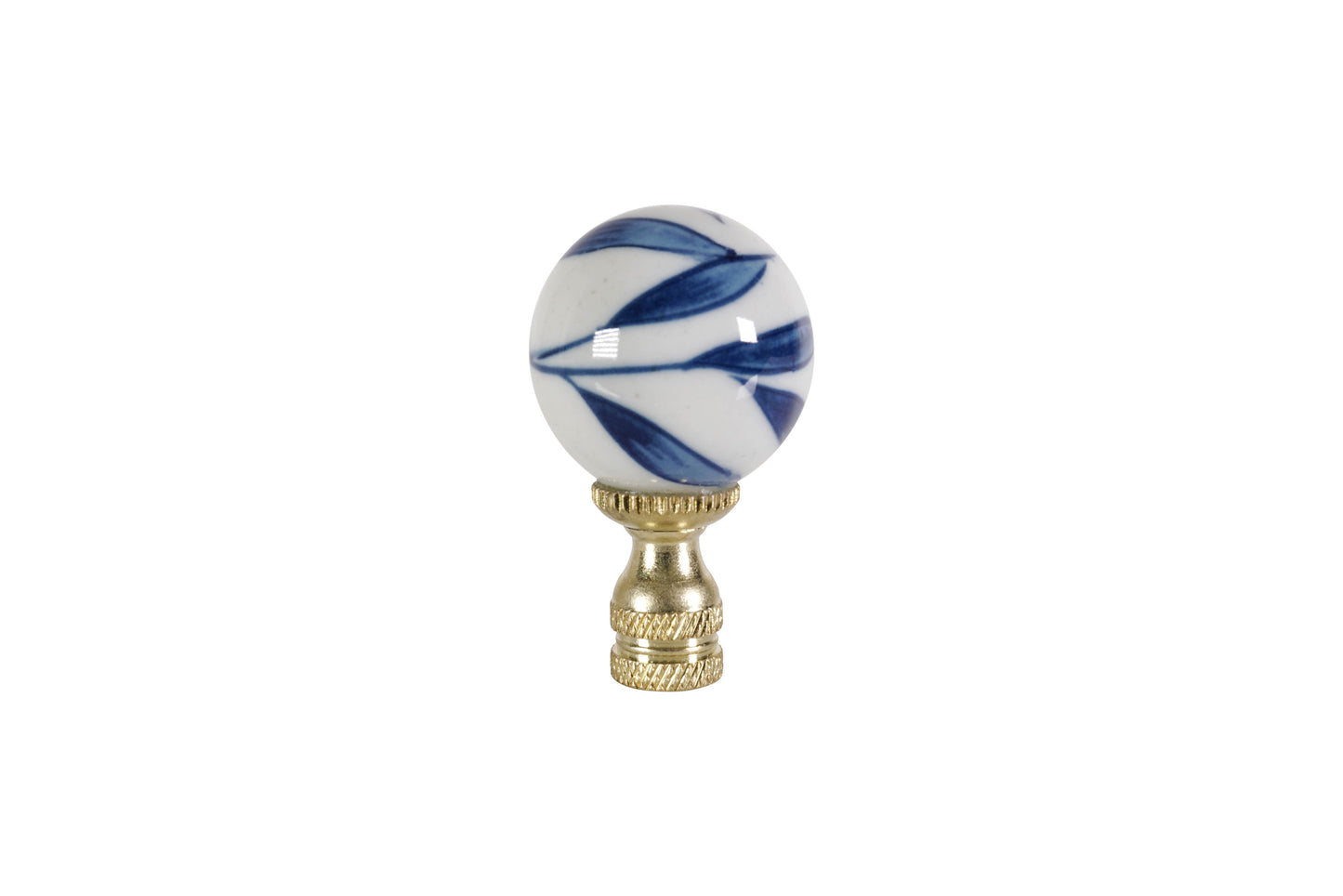 Blue and White Bamboo Leaf Ball Table Lamp Finial 2.5"