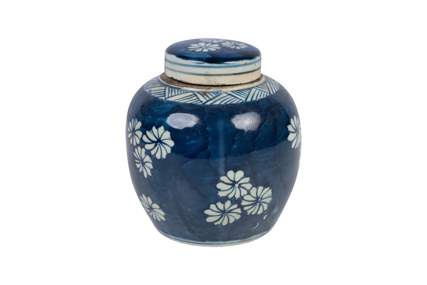 Beautiful Blue and White Floral Flower Porcelain Ginger Jar 6"