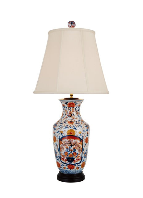 Large Imari Vase Porcelain Table Lamp 34"