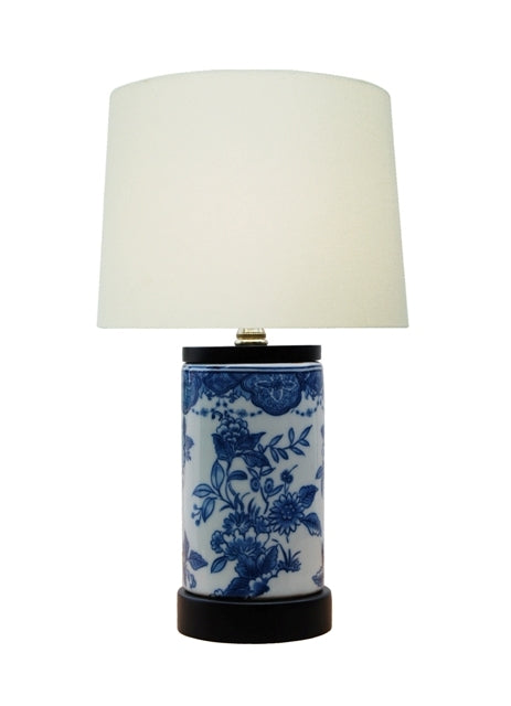 Blue and White Floral Mini Vase Lamp 15"