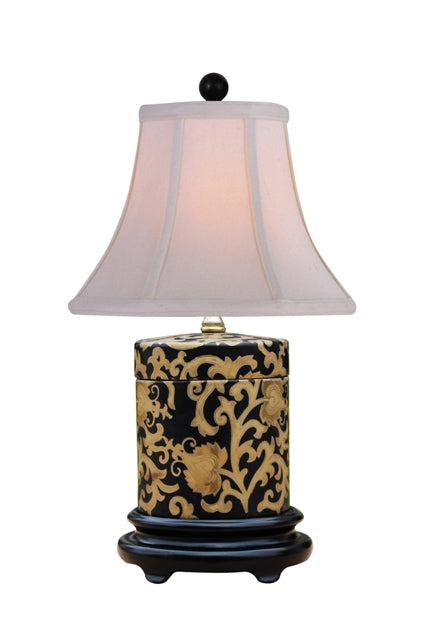 Black and Gold Tapestry Jar Table Lamp 18"
