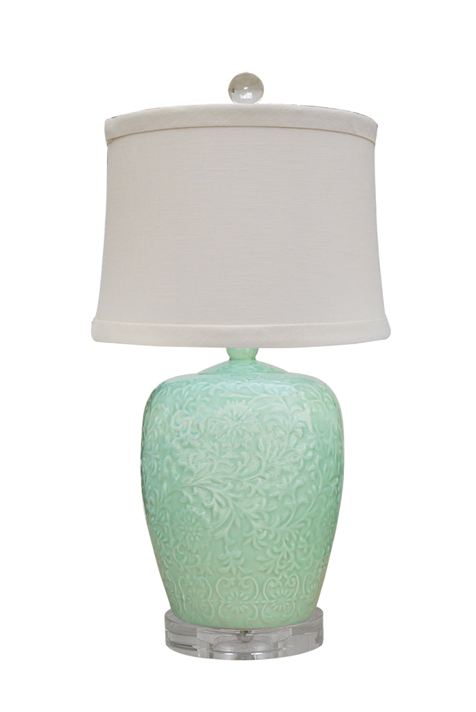 Celadon Green Porcelain Ginger Jar Table Lamp 25