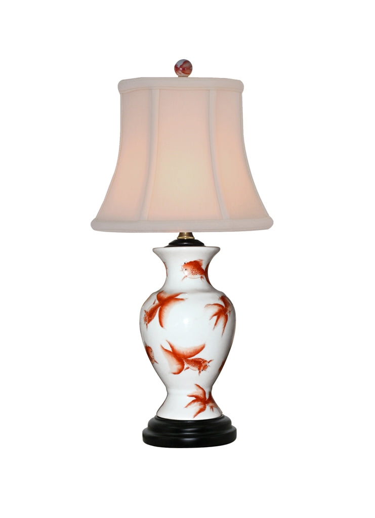 Goldfish Motif Porcelain Mini Lamp 16"