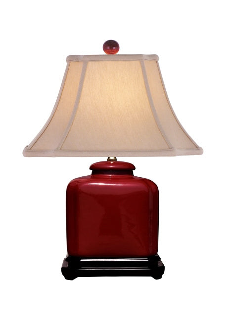 Oxblood Red Porcelain Jar Table Lamp 19"