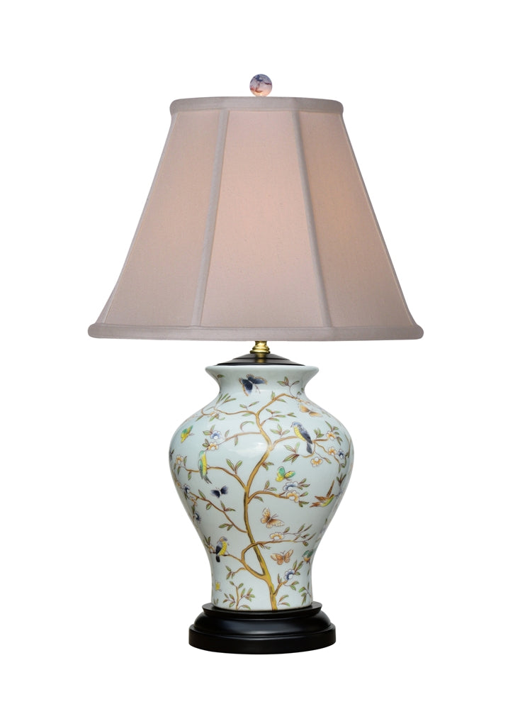 Floral Birch Vase Porcelain Table Lamp 26"