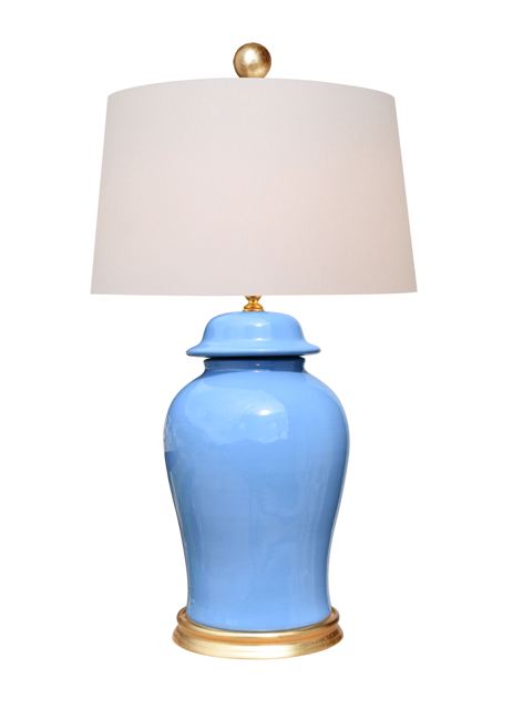 Sky Blue Porcelain Temple Jar Table Lamp 33"