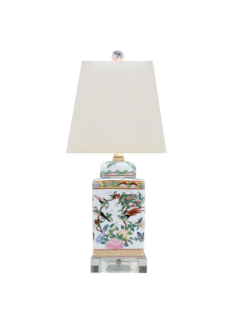 Rose Canton Square Jar Table Lamp 15"