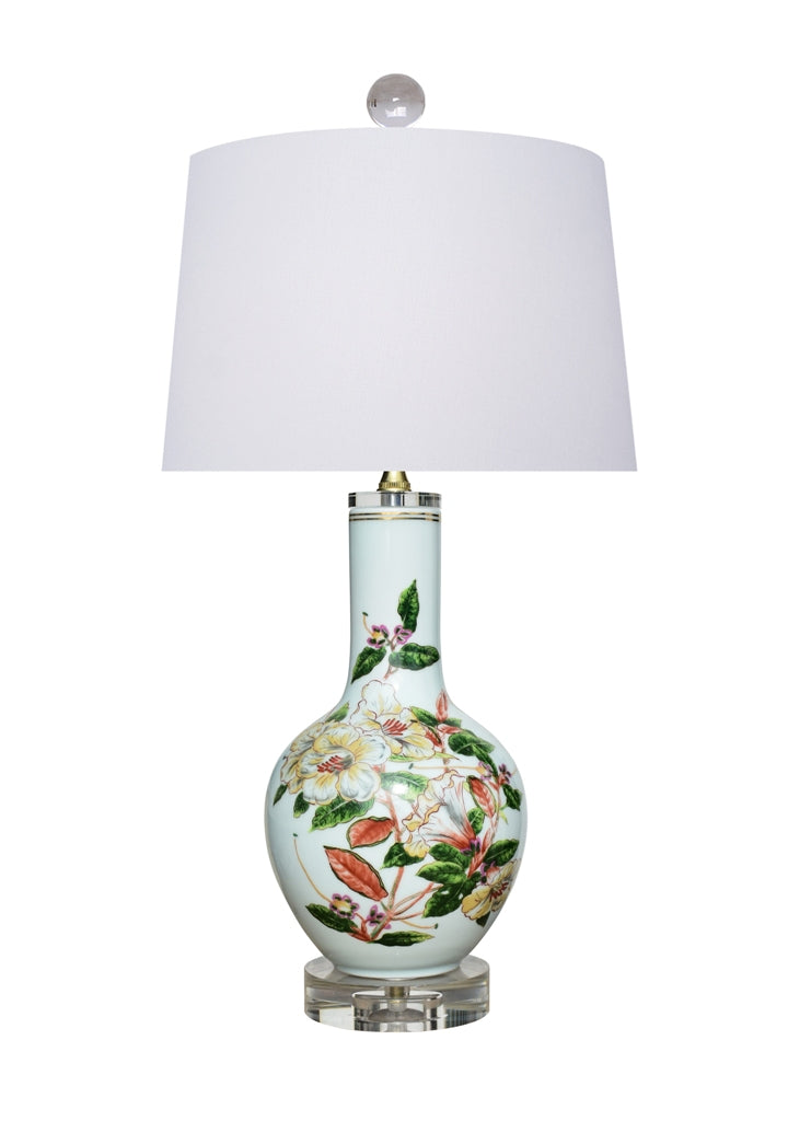 Floral Magnolia Porcelain Table Lamp 25"