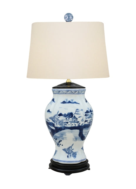 Landscape Porcelain Canton Vase Table Lamp 27"
