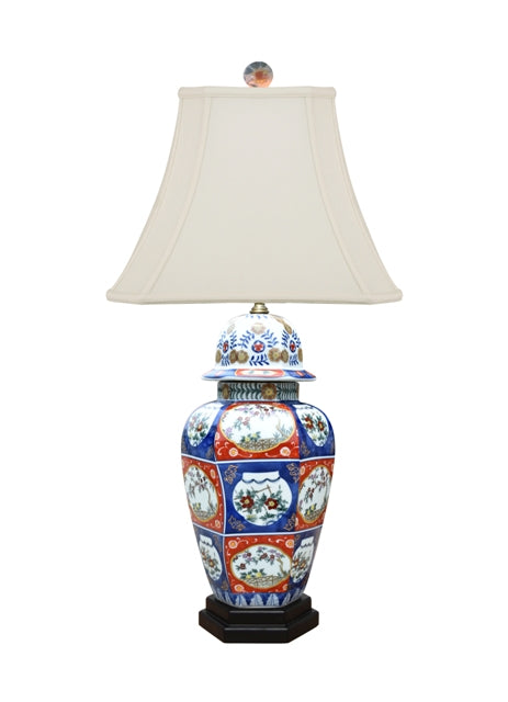 Imari Hexagonal Porcelain Temple Jar Table Lamp 27"