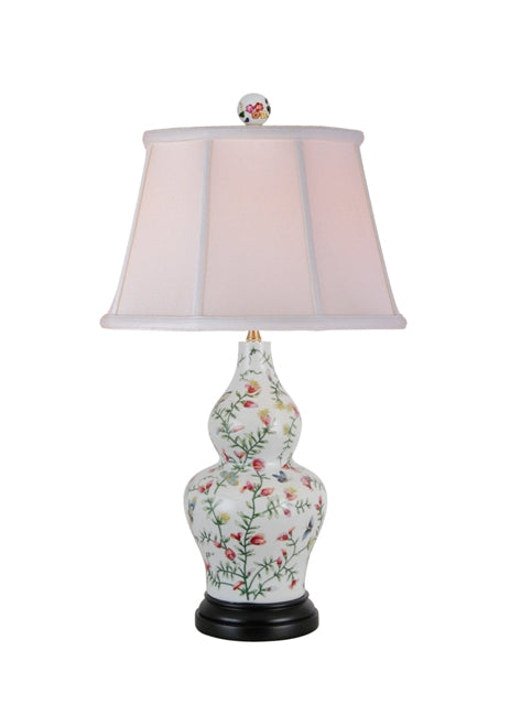 Floral Motif Porcelain Table Lamp 27.5"
