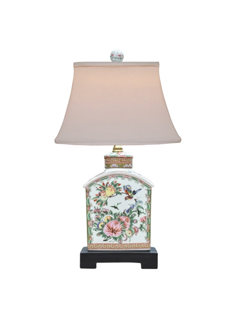 Rose Medallion Mini Caddy Porcelain Lamp 17.5"