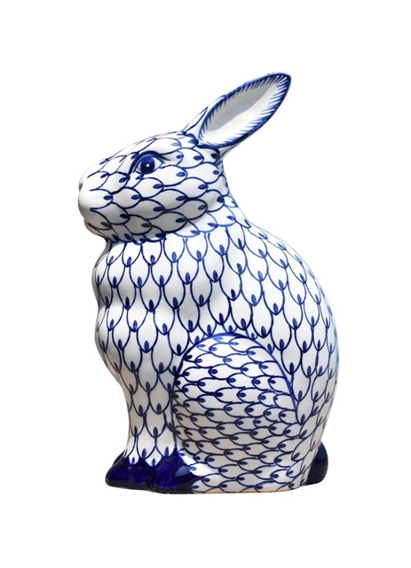 Blue and White Porcelain Bunny 13"