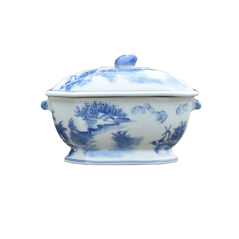 Blue and White Blue Willow Porcelain Tureen