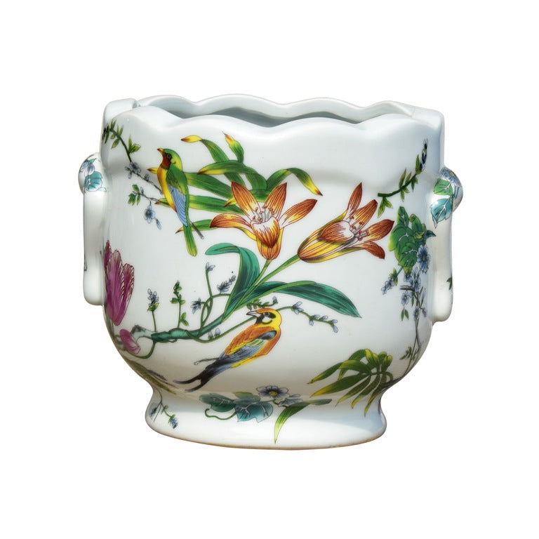 Round Porcelain Scalloped Cachepot