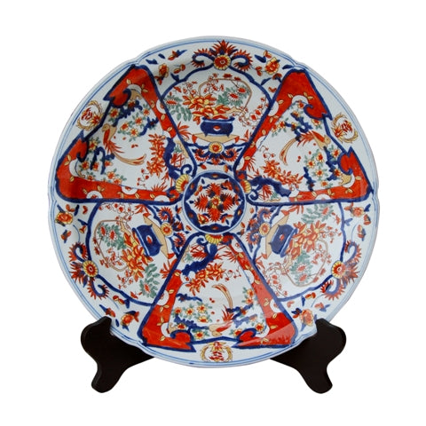 Large Oriental Imari Pocelain Plate 16" Diameter with Stand