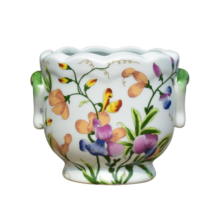 Floral Porcelain Cachepot 7"