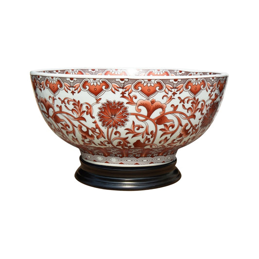 Orange and White Twisted Lotus Porcelain Bowl 12"