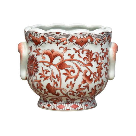 Orange and White Twisted Lotus Porcelain Cachepot