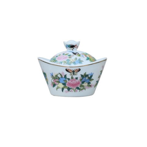 Porcelain Rose Canton Ignot Jar 5"