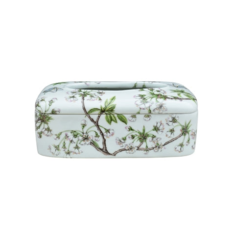 Cherry Blossom Porcelain Tissue Box Holder