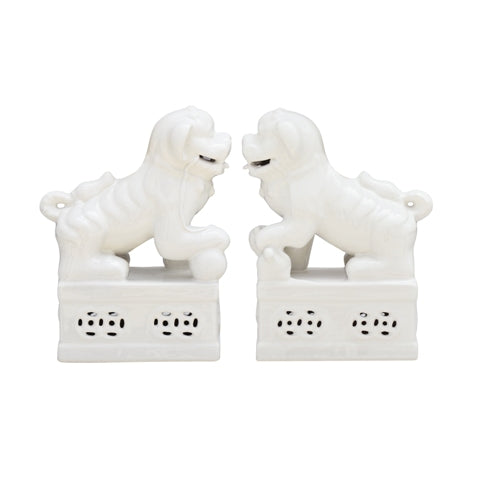Cute Pair of Porcelain Foo Dog 10.5"