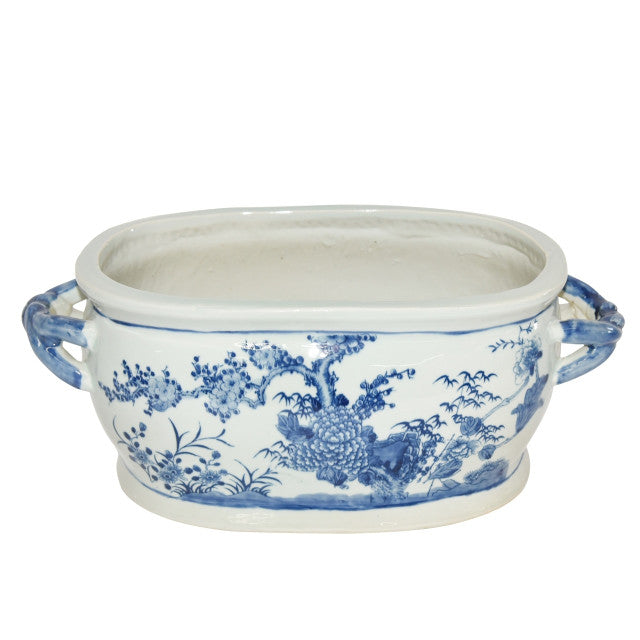 Blue and White Porcelain Four Season Porcelain Foot Bath Basin